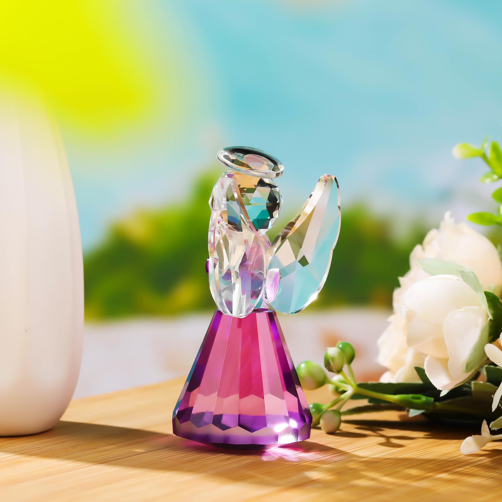 Amazon.com: YWHL Purple Crystal Angel Figurine, Glass Guardian